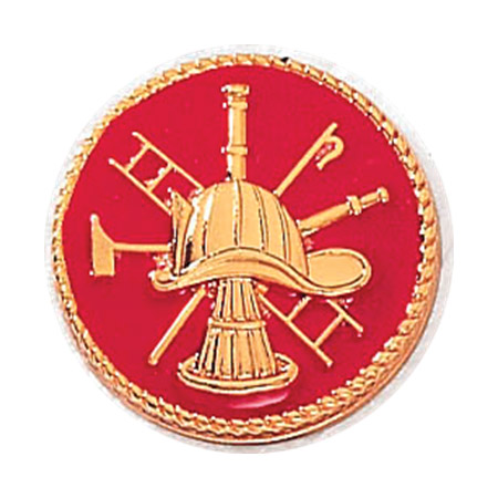 Blackinton Fire Scramble Pin with Red Background