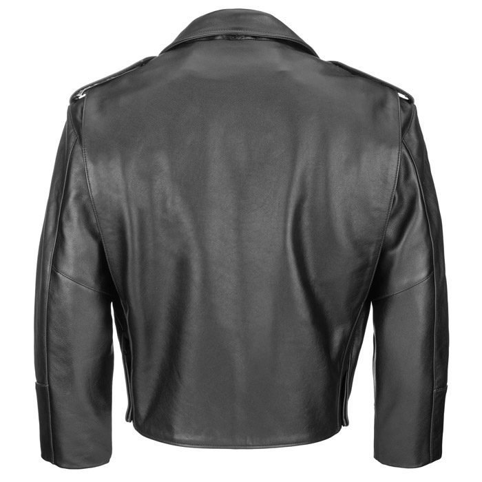 Boston Cowhide Leather Mid Length Police Jacket