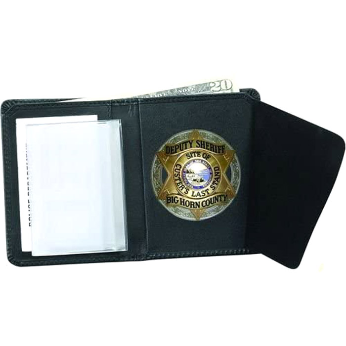 Strong Leather Book-style Badge Wallet