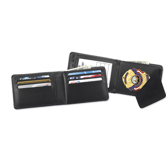 Strong Leather Horizontal Hidden Badge Wallet