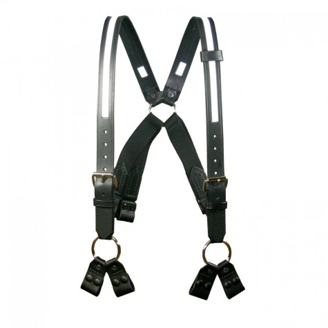 Boston Leather 8 Point Suspenders for Morning Pride Turnout Gear with 1/2" Reflective Ribbon