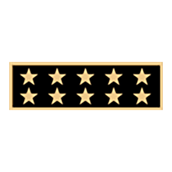 Smith & Warren SAB3 1 3/8" Single Color Ten Star Award Bar