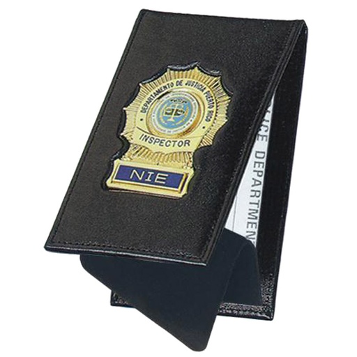 Strong Leather Outside Badge Mount Top Opening Double ID Case