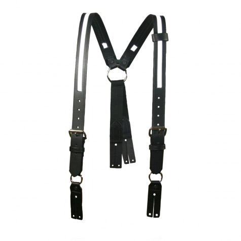 Boston Leather Firefighter's Suspenders with 1/2" Reflective Ribbon