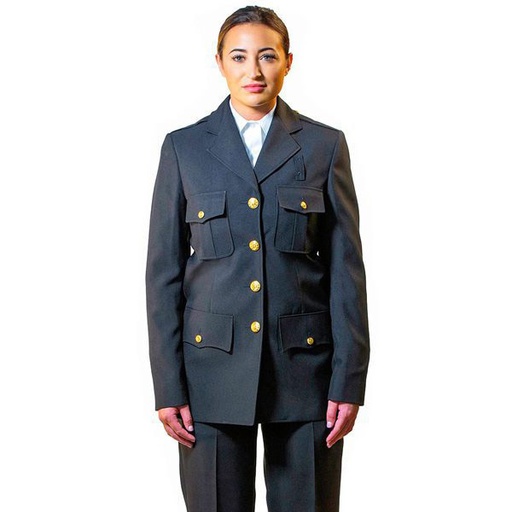 Anchor Single Breasted Dress Coat with Top Patch Pockets and Bottom Flaps for Women