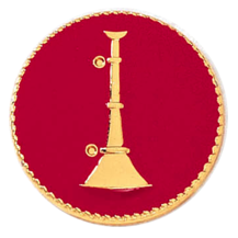 Blackinton Lieutenant One Vertical Bugle on a Red Background (Pair)